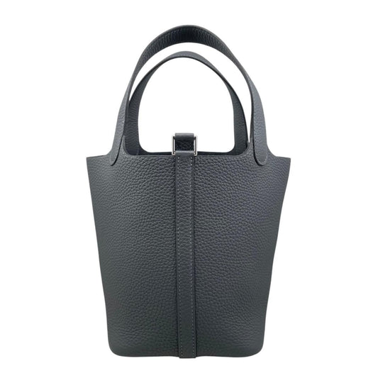 Hermes Handbag Picotin Lock PM Taurillon Clemence Grimisty Gray Silver
