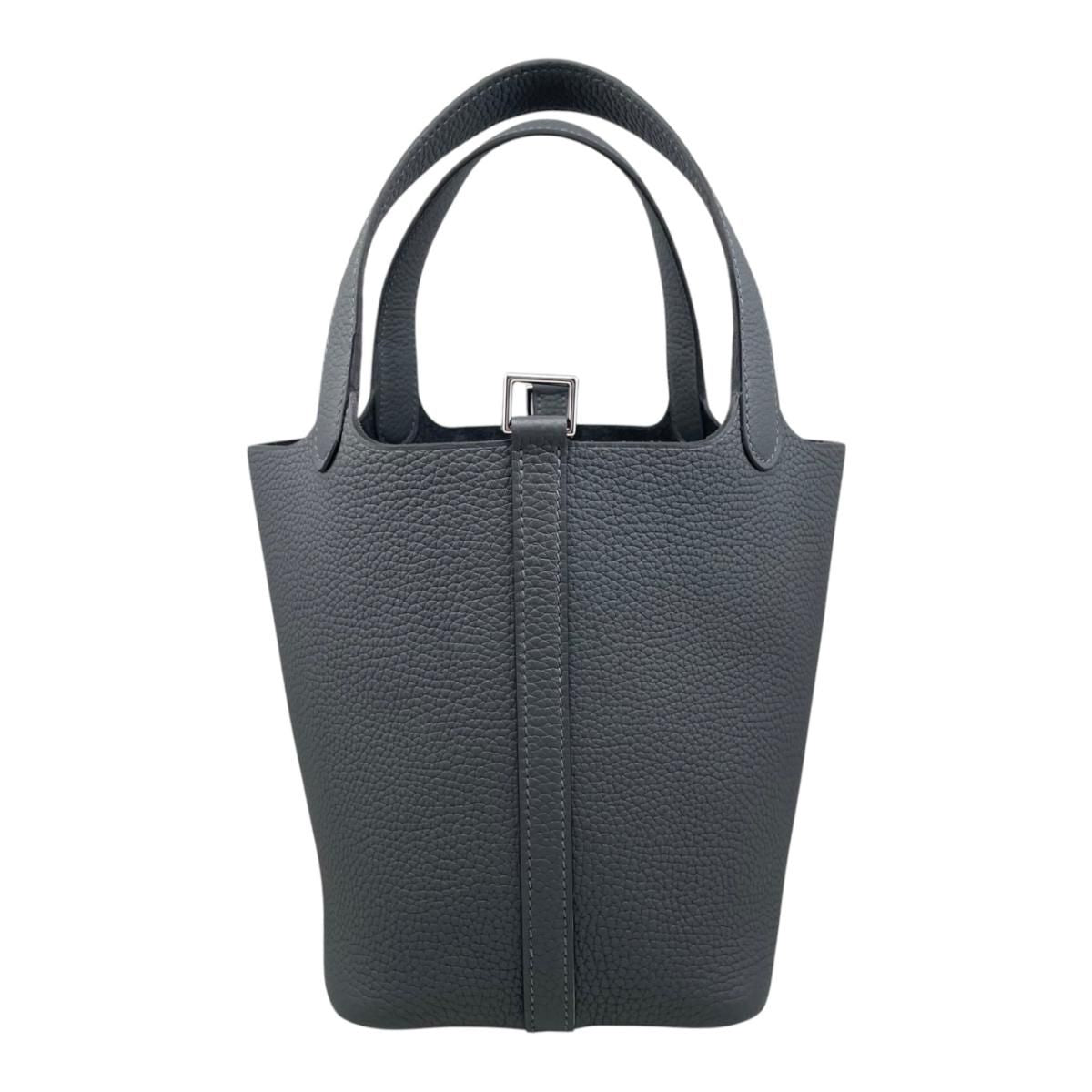 Hermes Handbag Picotin Lock PM Taurillon Clemence Grimisty Gray Silver — view 2