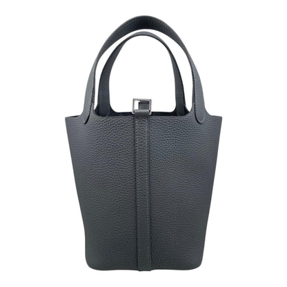 Hermes Handbag Picotin Lock PM Taurillon Clemence Grimisty Gray Silver — view 2