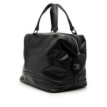 Chanel Black Silver Leather 1 Travel Bag — view 2
