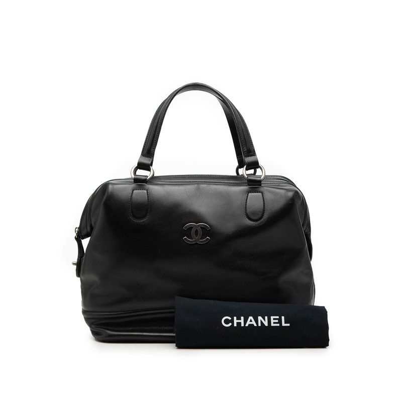 Chanel Black Silver Leather 1 Travel Bag — view 7