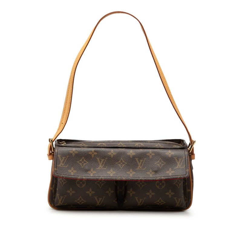 Louis Vuitton Monogram MM Shoulder Bag Brown Leather