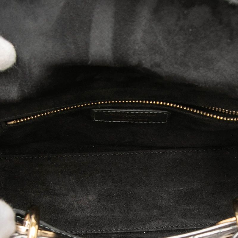 Dior Dio Cannage Ladydio 2-Way Shoulder Bag Silver Gold Leather — view 4