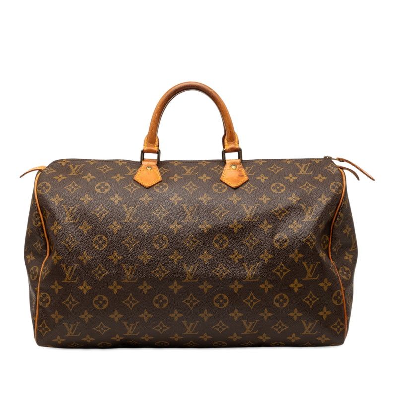Louis Vuitton Monogram Speedy 40 Boston Bag Brown Leather