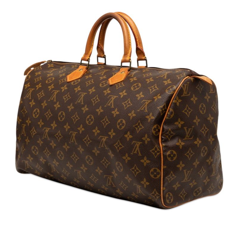 Louis Vuitton Monogram Speedy 40 Boston Bag Brown Leather — view 2