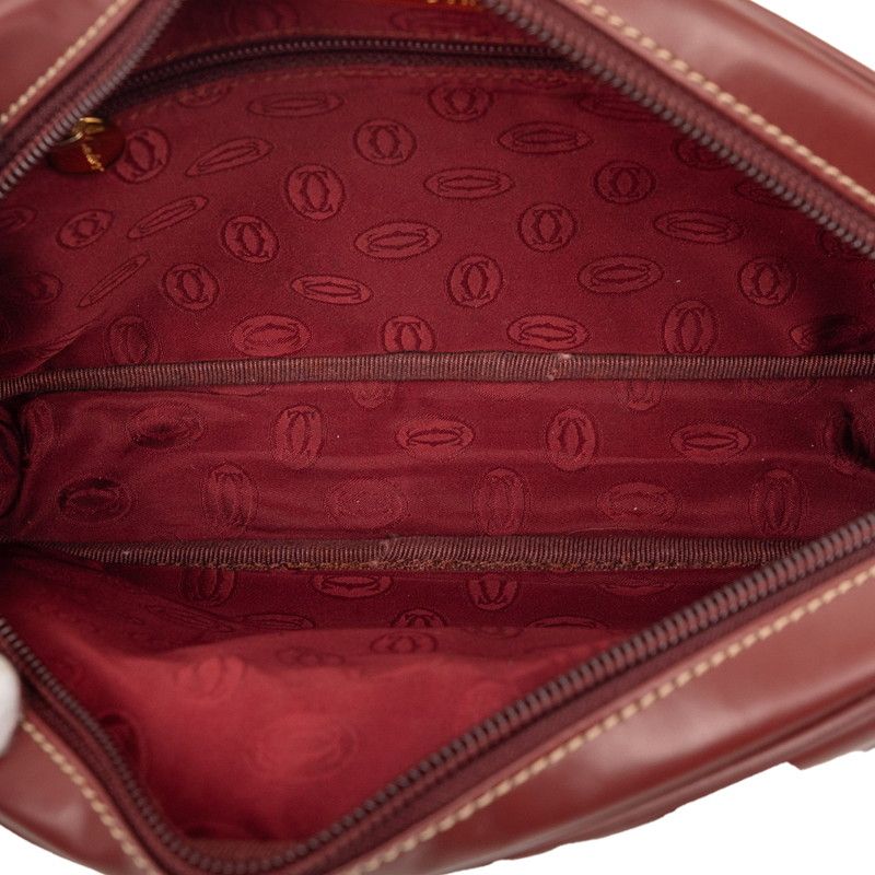 Cartier Must Line Shoulder Bag Bordeaux Wine Red Leather — view 4