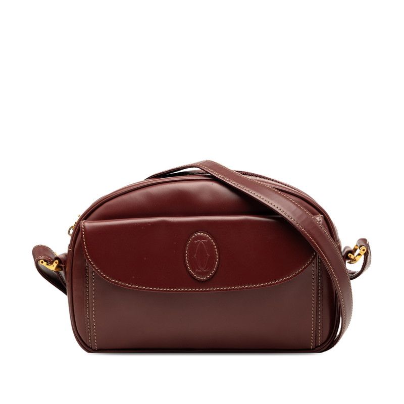 Cartier Must Line Shoulder Bag Bordeaux Wine Red Leather