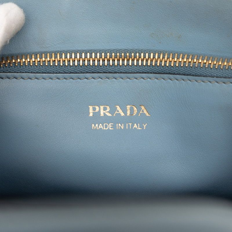 Prada Saffiano 2-Way Shoulder Bag Blue toblue Leather — view 5