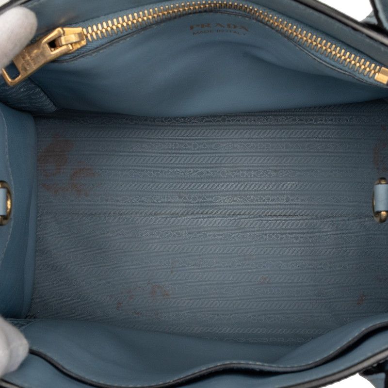 Prada Saffiano 2-Way Shoulder Bag Blue toblue Leather — view 4