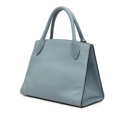Prada Saffiano 2-Way Shoulder Bag Blue toblue Leather — view 2