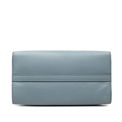 Prada Saffiano 2-Way Shoulder Bag Blue toblue Leather — view 3