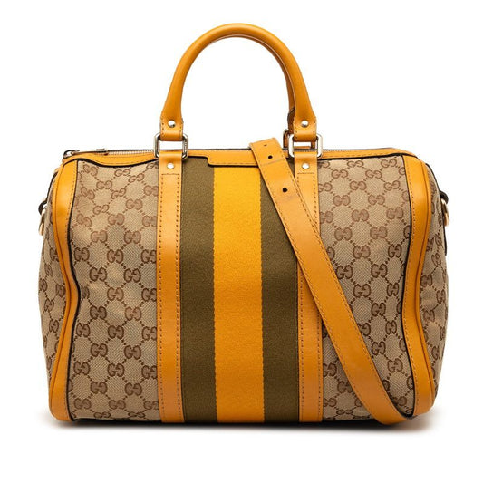 Gucci GG Canvas Sherry Line Shoulder Bag 2-Way Beige Yellow