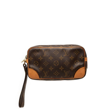 Louis Vuitton Monogram Marly Dragonne PM Clutch Brown Leather