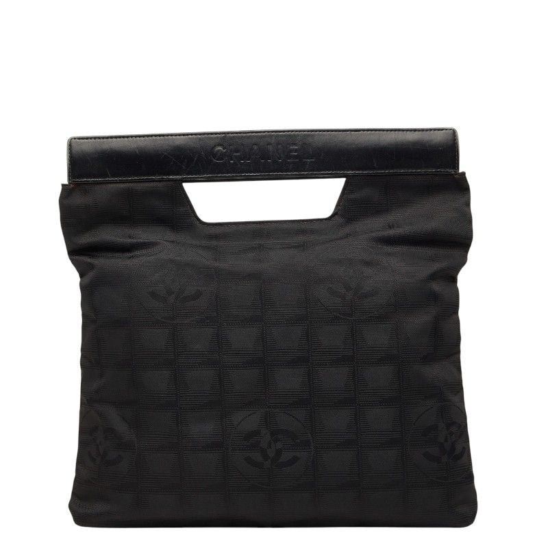 Chanel leline Handbag Clutch Black Nylon Leather