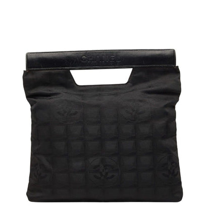 Chanel leline Handbag Clutch Black Nylon Leather
