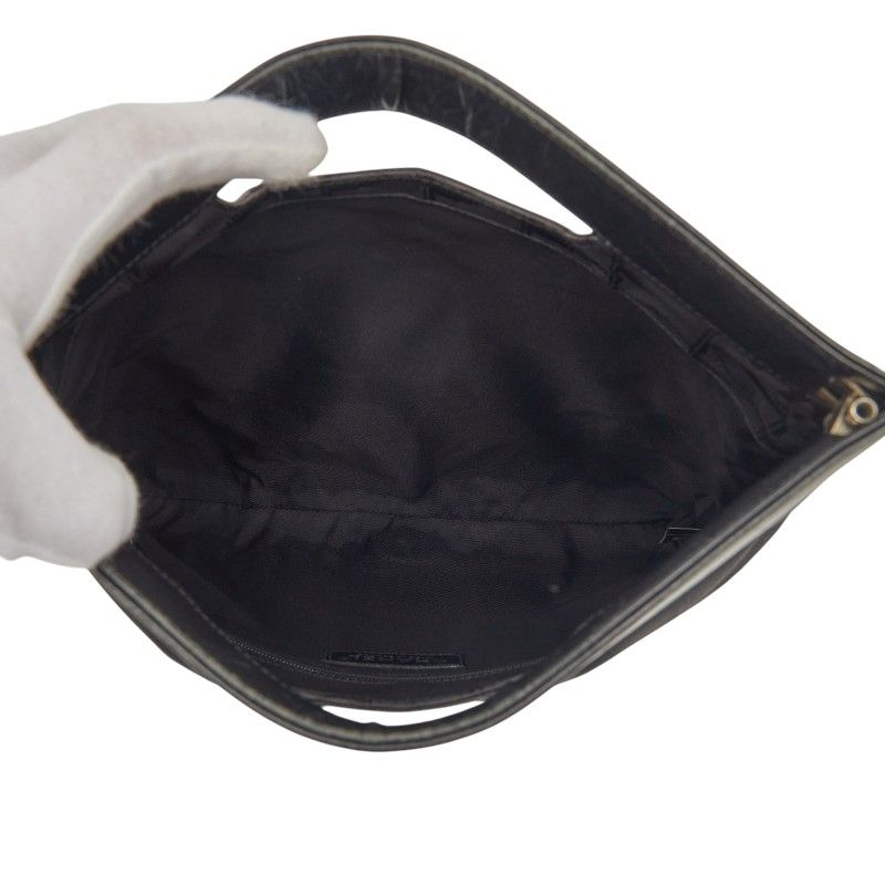 Chanel leline Handbag Clutch Black Nylon Leather — view 9