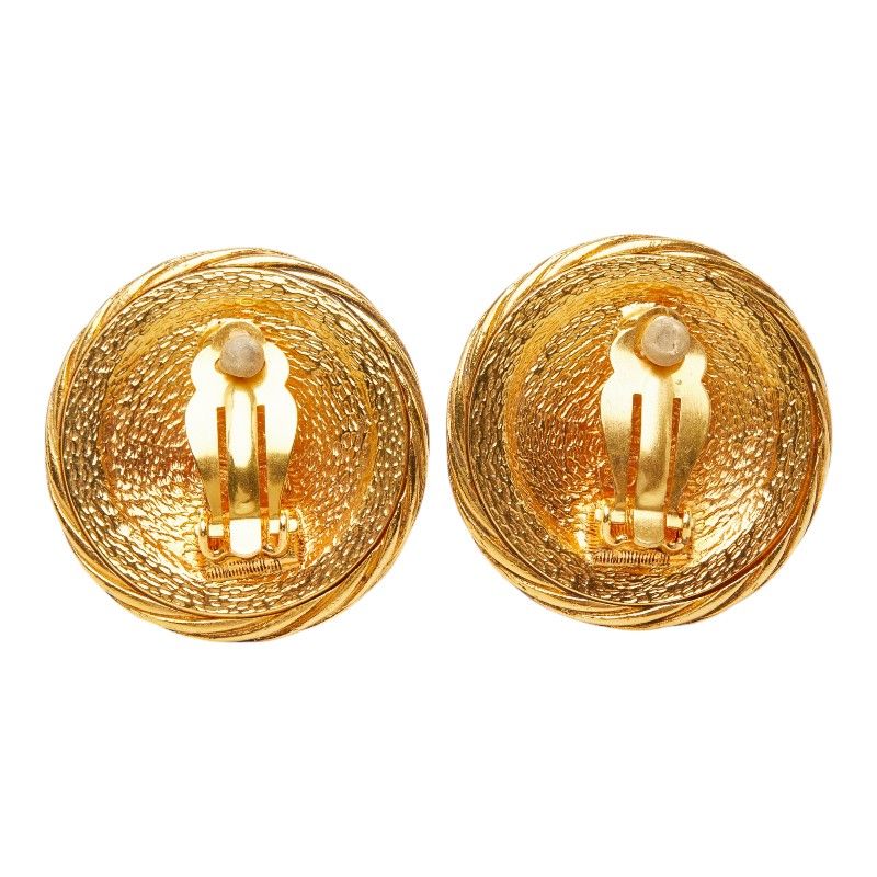 Chanel CC Logo Vintage Earrings Gold Plating — view 3