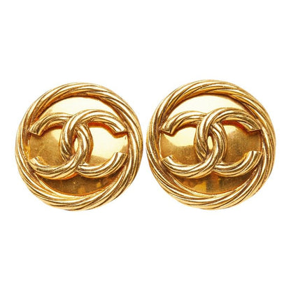 Chanel CC Logo Vintage Earrings Gold Plating — view 2