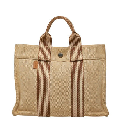 Hermes Fourre Tout PM Tote Beige Brown Canvas