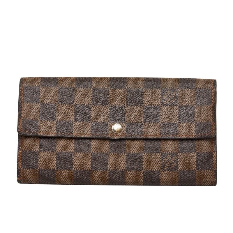 Louis Vuitton Damier Portefeuille Sarah Wallet Brown Leather
