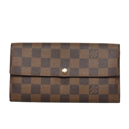 Louis Vuitton Damier Portefeuille Sarah Wallet Brown Leather