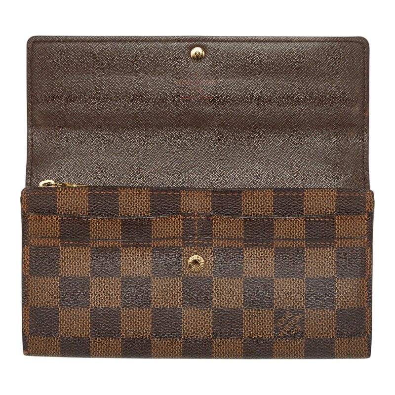 Louis Vuitton Damier Portefeuille Sarah Wallet Brown Leather — view 7
