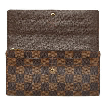 Louis Vuitton Damier Portefeuille Sarah Wallet Brown Leather — view 7