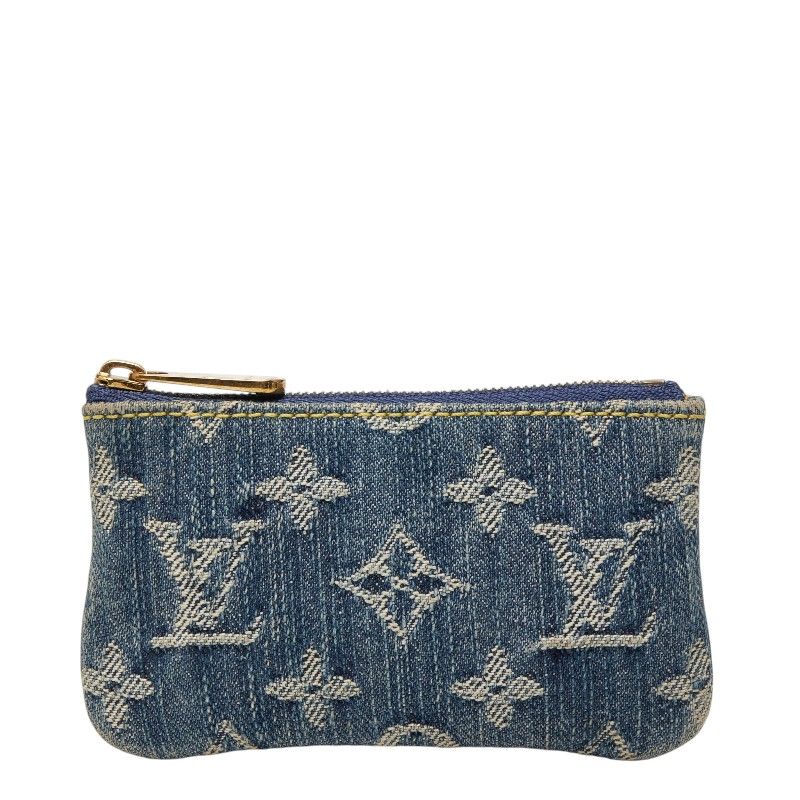 Louis Vuitton Monogram Denim Pochette Cles Key Case Coin Blue Key