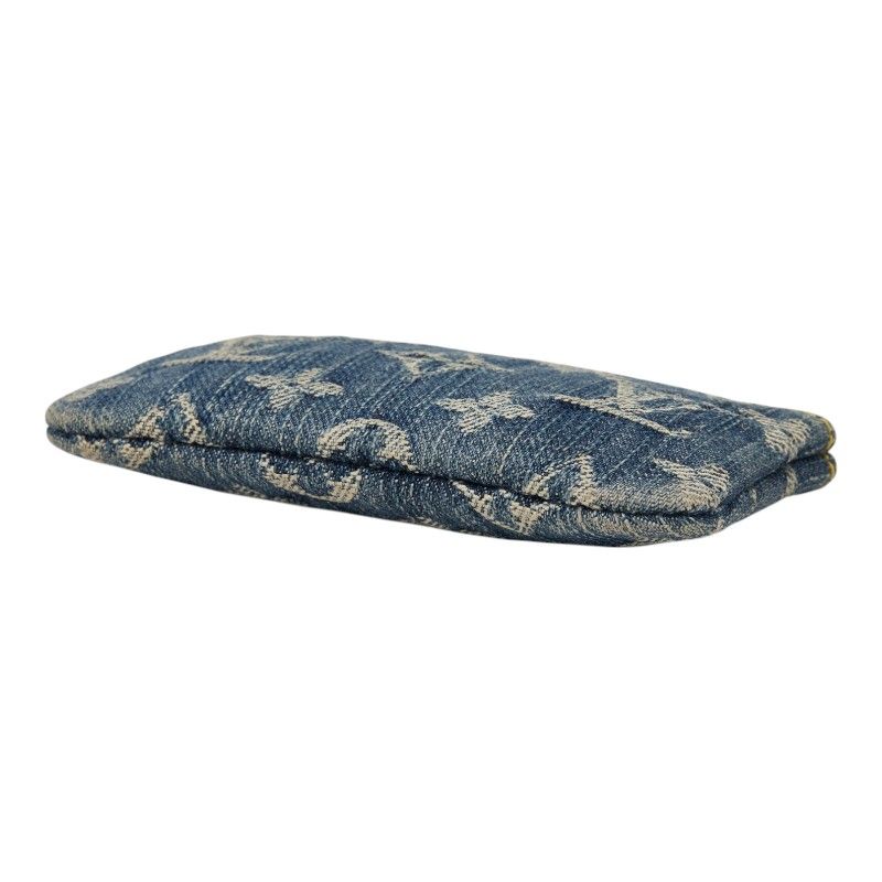 Louis Vuitton Monogram Denim Pochette Cles Key Case Coin Blue Key — view 4