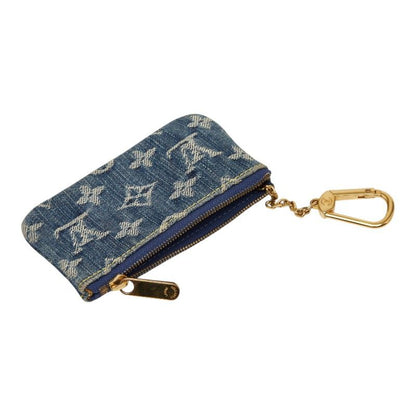 Louis Vuitton Monogram Denim Pochette Cles Key Case Coin Blue Key — view 6