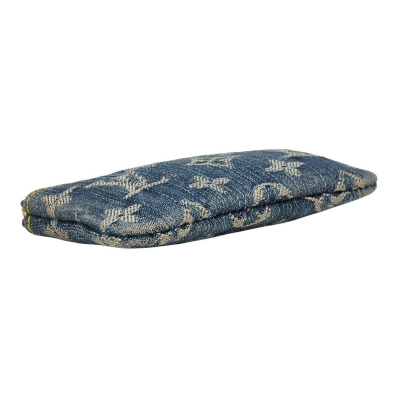 Louis Vuitton Monogram Denim Pochette Cles Key Case Coin Blue Key — view 5