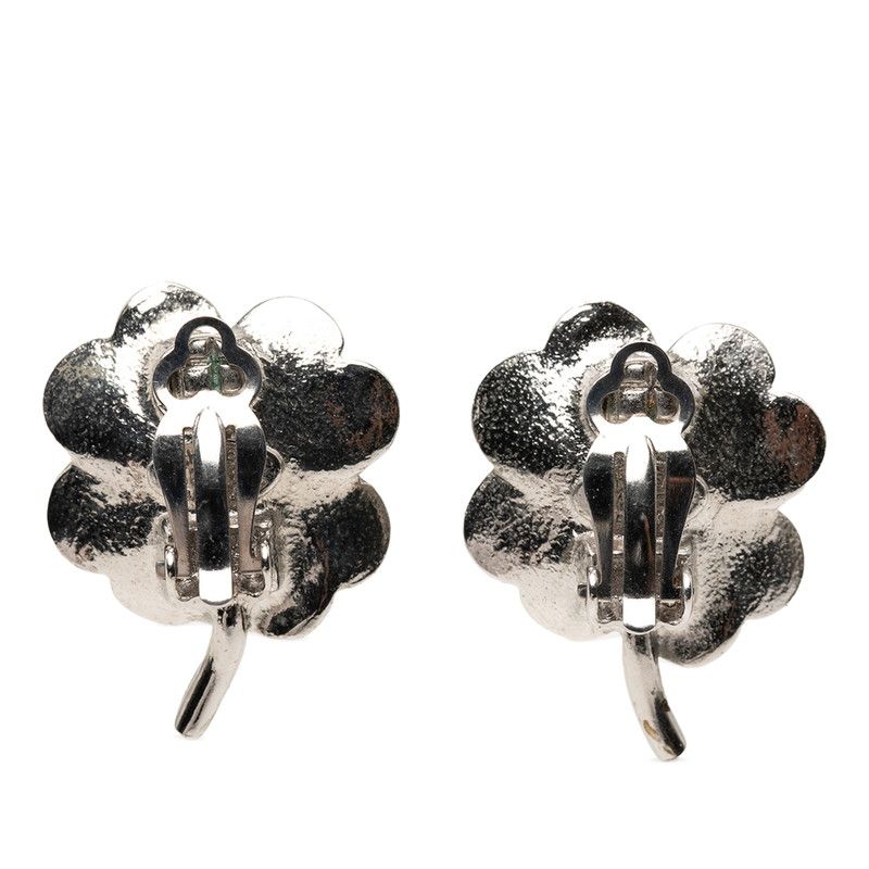 Chanel CC Logo Black Motif Earrings 04 Silver tale — view 2