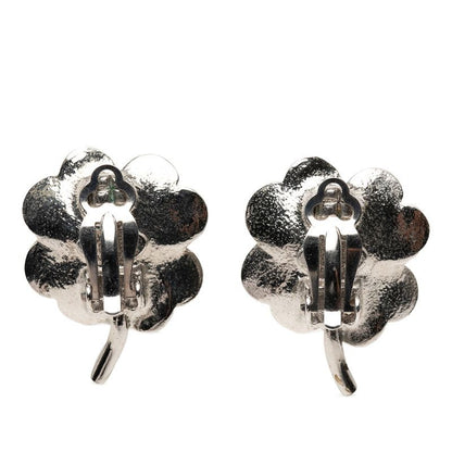 Chanel CC Logo Black Motif Earrings 04 Silver tale — view 2