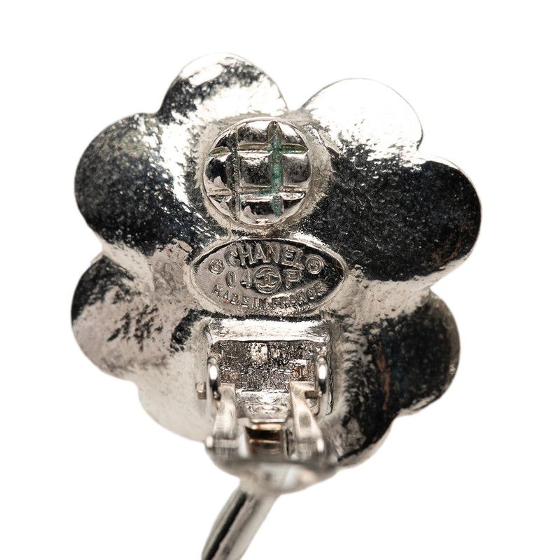 Chanel CC Logo Black Motif Earrings 04 Silver tale — view 3