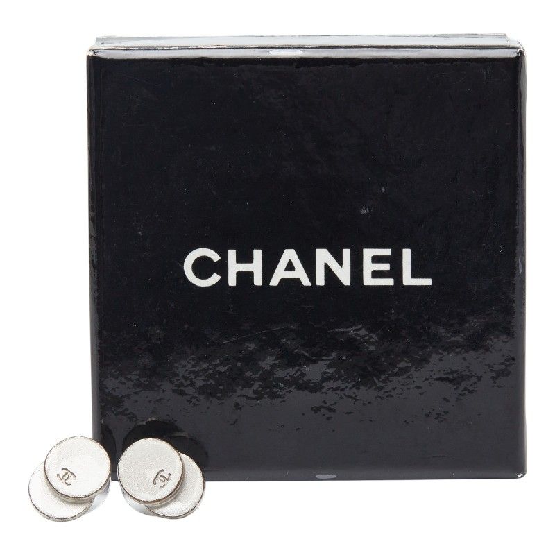 Chanel CC Logo Earrings Silver Metal — view 4