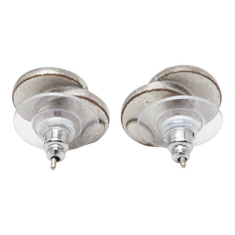 Chanel CC Logo Earrings Silver Metal — view 2