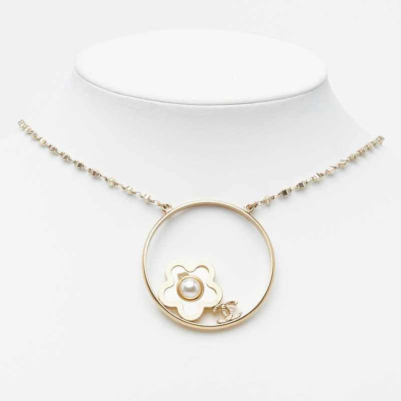 Chanel CC Logo Necklace Gold Plating Pearl — view 8