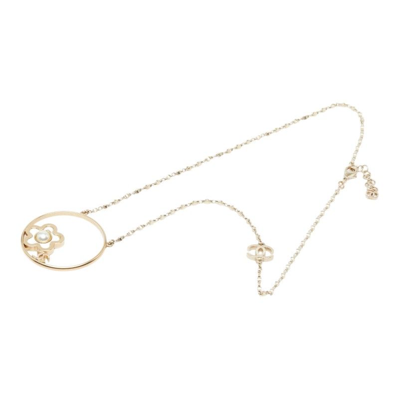 Chanel CC Logo Necklace Gold Plating Pearl — view 4