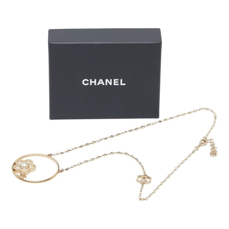 Chanel CC Logo Necklace Gold Plating Pearl — view 7