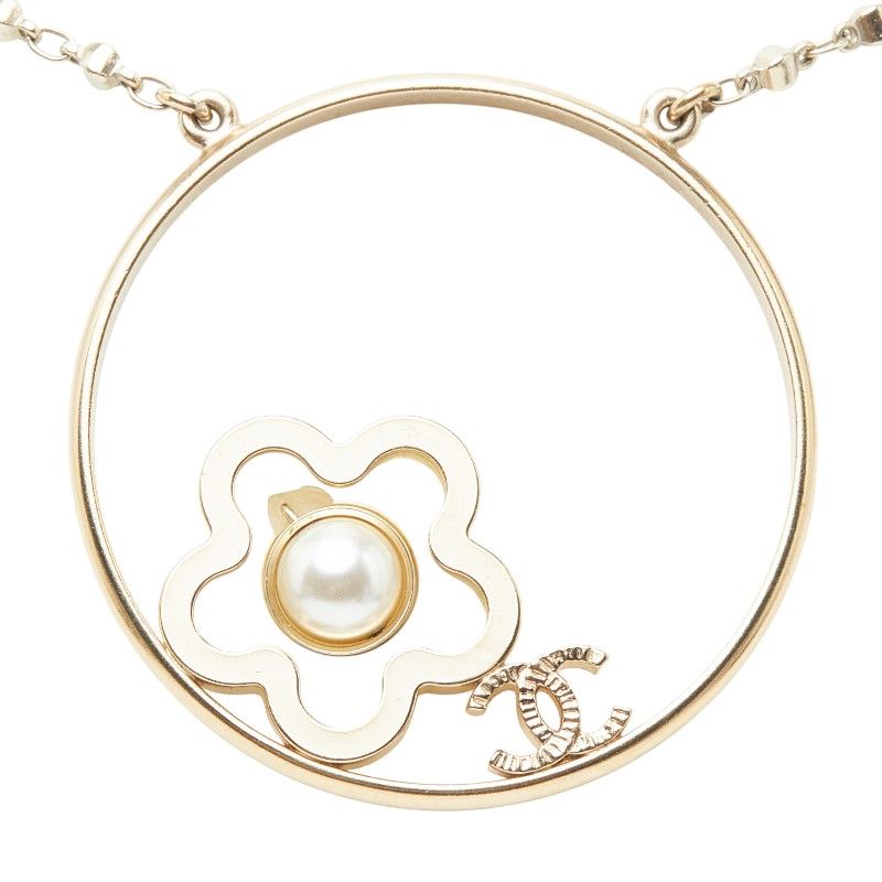 Chanel CC Logo Necklace Gold Plating Pearl — view 2