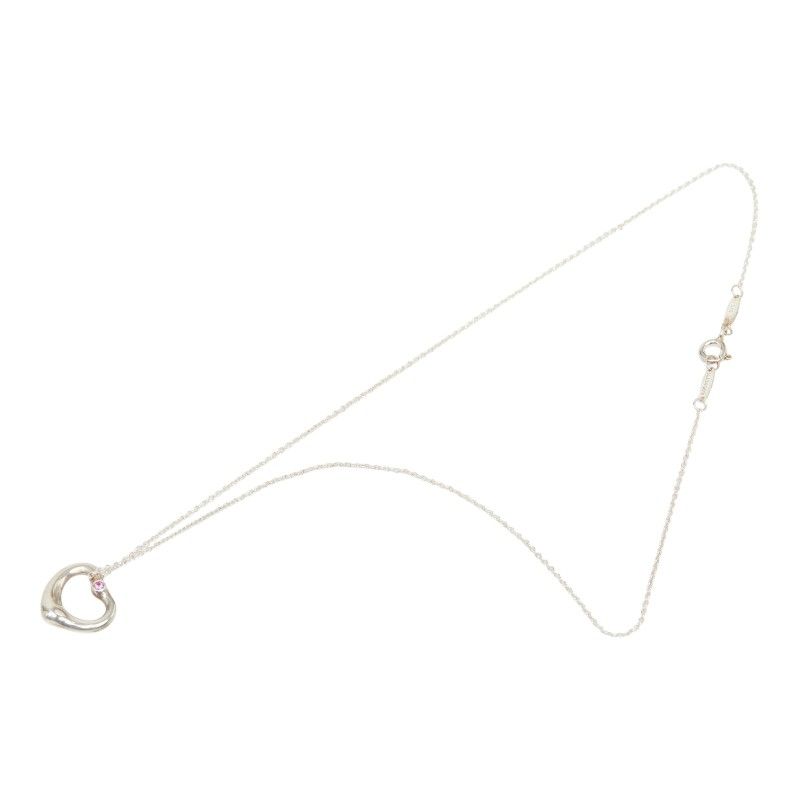 Tiffany & Co lesa Open Heart Pendant Necklace Silver Pink Sa — view 2
