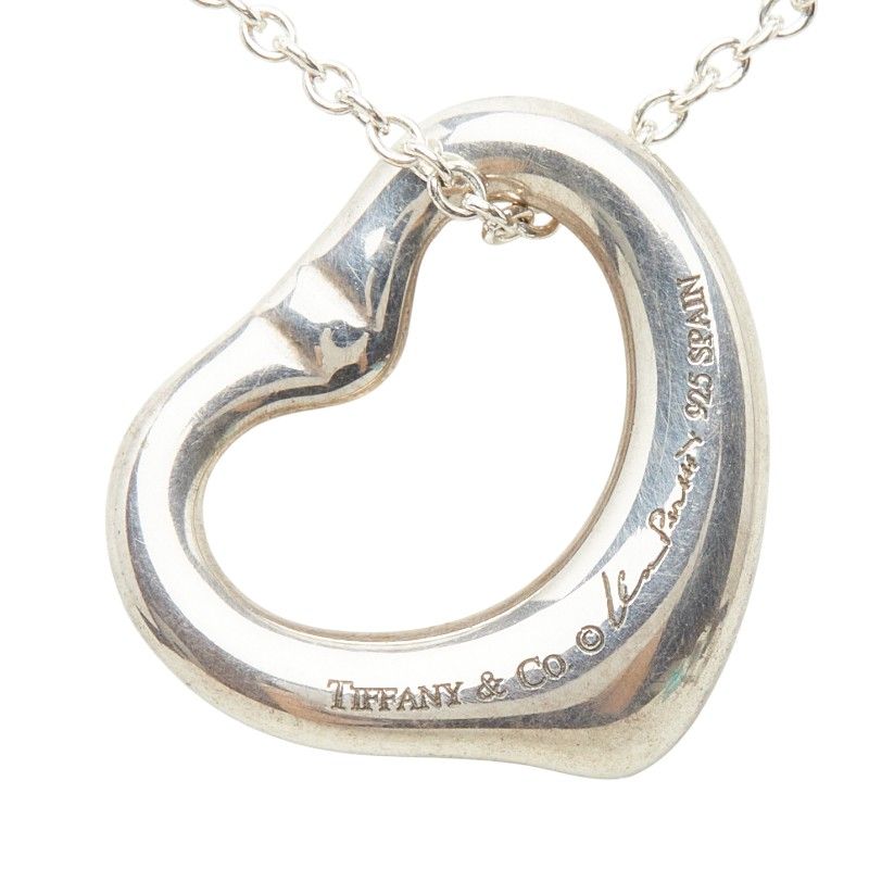 Tiffany & Co lesa Open Heart Pendant Necklace Silver Pink Sa — view 4