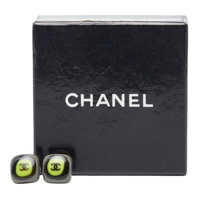 Chanel CC Logo Earrings Gold Multicolor Plating Plastic — view 5