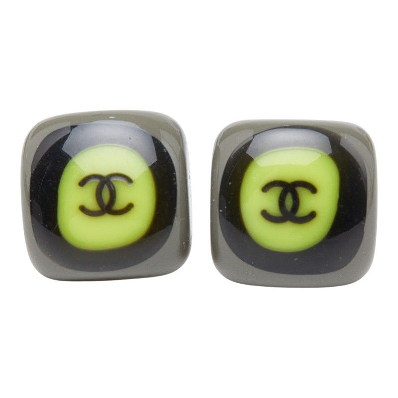 Chanel CC Logo Earrings Gold Multicolor Plating Plastic — view 2