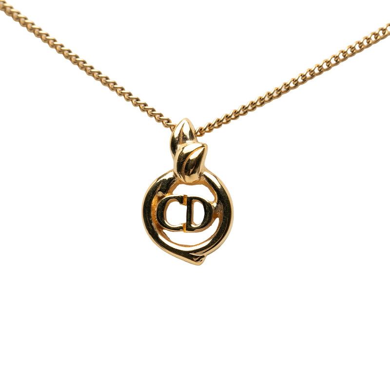 Dior CD Logo Chain Pendant Necklace Gold Plated