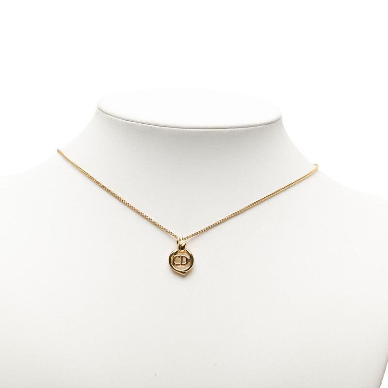 Dior CD Logo Chain Pendant Necklace Gold Plated — view 5