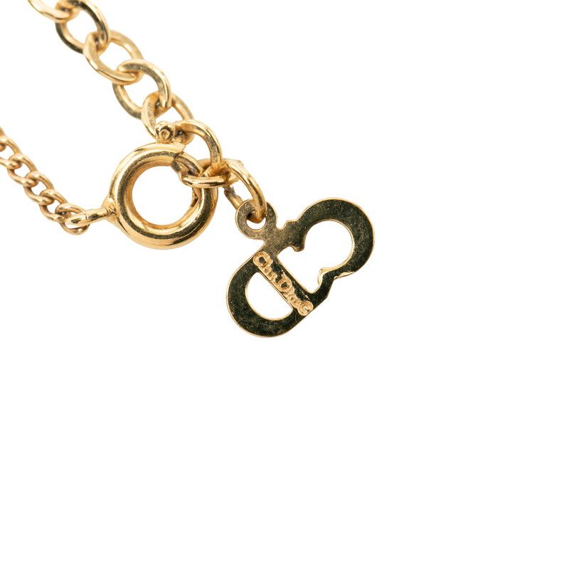 Dior CD Logo Chain Pendant Necklace Gold Plated — view 4