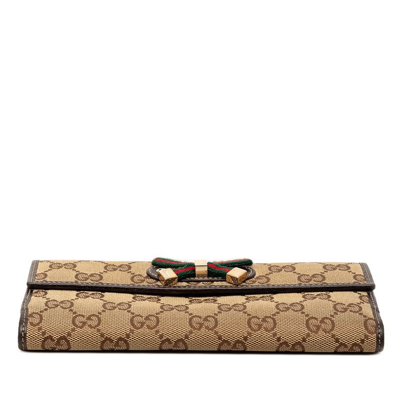 Gucci GG Canvas Sherry Line Trifold Wallet Beige Brown — view 3