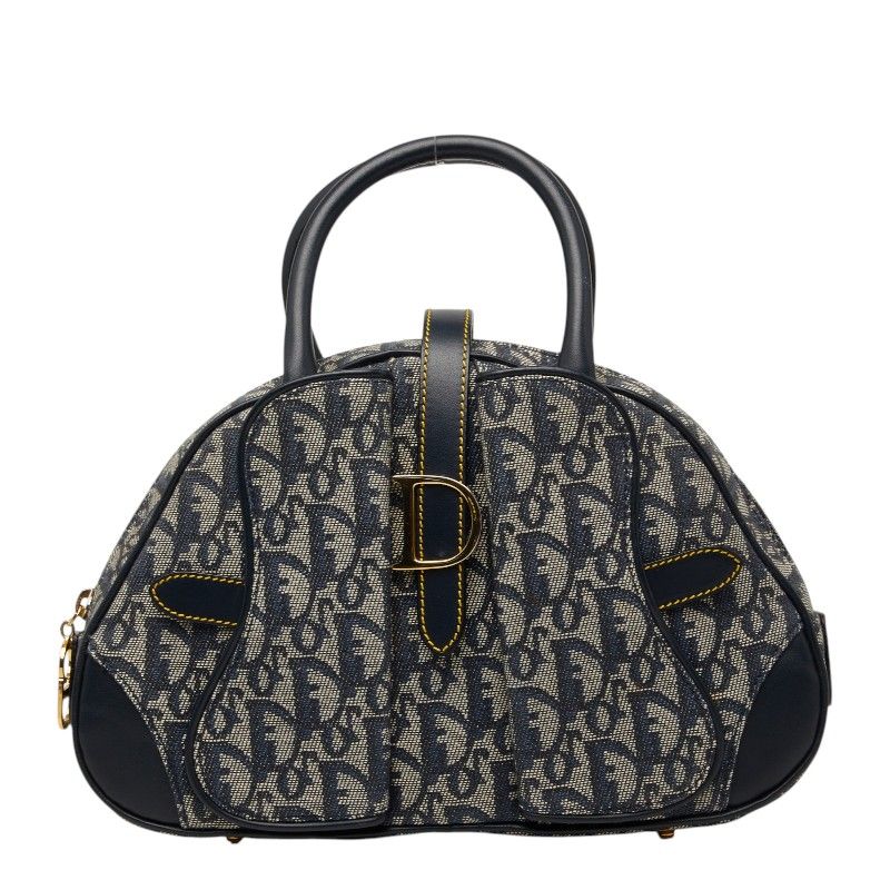 Dior Dio Tobta Handbag Navy Canvas Leather