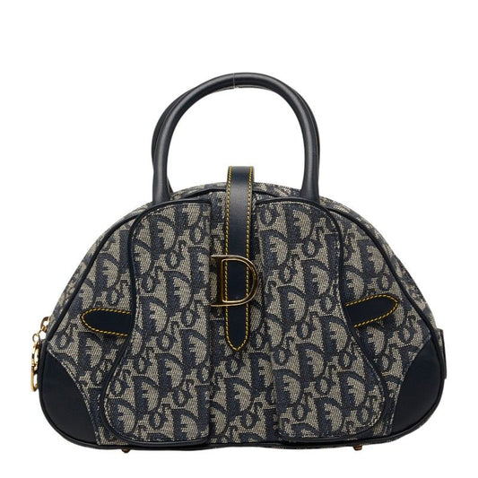 Dior Dio Tobta Handbag Navy Canvas Leather